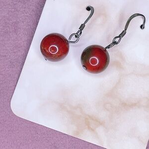 674. Ombre Pottery Earrings Red and Brown